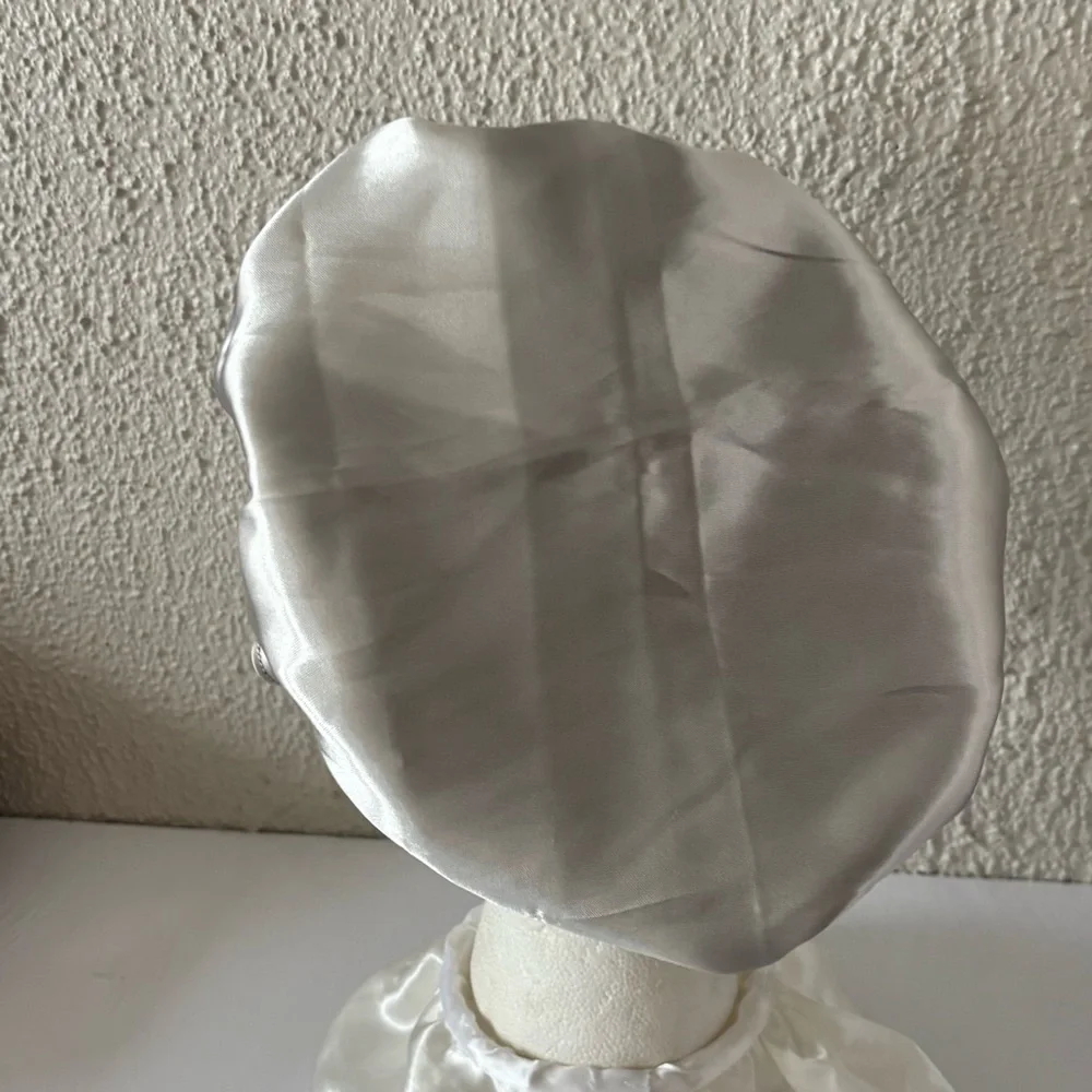 Reversible Satin Sleep Bonnet – Navy Blue & Silver – Extra Large, Elastic Fit